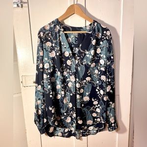 Navy floral blouse